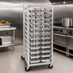 Thumbnail image #3 for Channel Manufacturing Lifetime Tough STPR-5 24-Pan Aluminum Steam Table Pan Rack, 12 x 20 Pans, End Load, 5-Inch Spacing