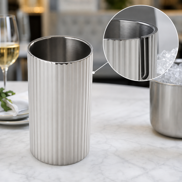 Product image #4 for American Metalcraft Fluted Double-Wall Stainless Steel Wine Cooler