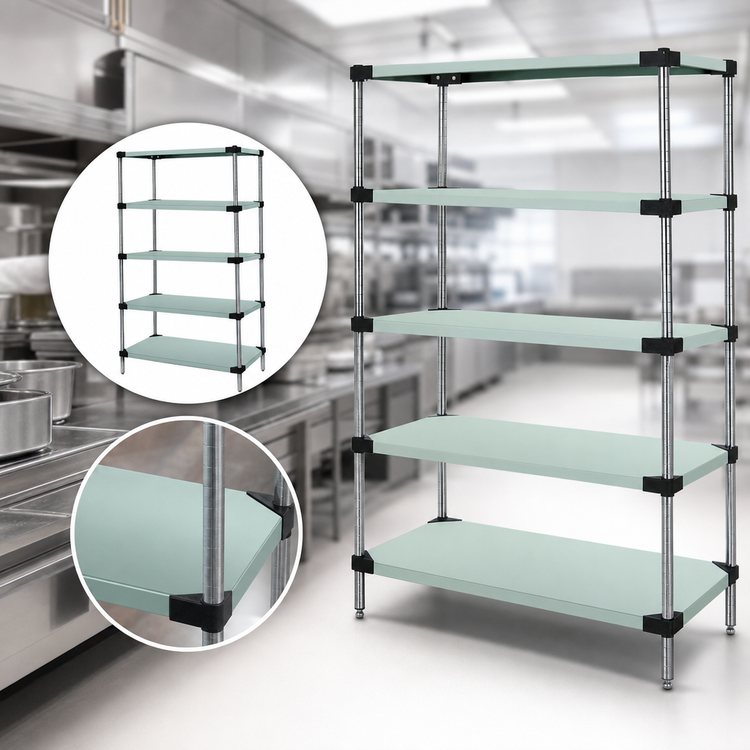 Product image #3 for Quantum 5-Shelf Solid Stainless Steel Shelving Starter Kit, 72 x 14 x 74 Inches