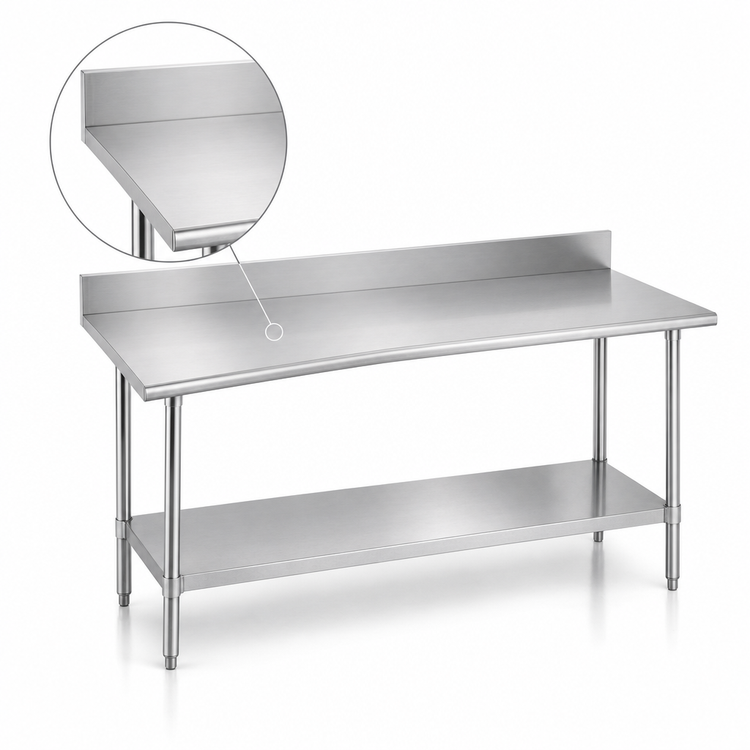 Product image #3 for Duke Standard 416-Series Stainless Steel Work Table with 5-Inch Riser and Galvanized Undershelf, 120 x 30 Inches