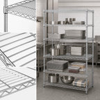 Thumbnail image #3 for Quantum WR54-3660C-5 Stationary Chrome Wire Shelving Starter Unit, 60 x 36 x 54 Inches, 5 Shelves