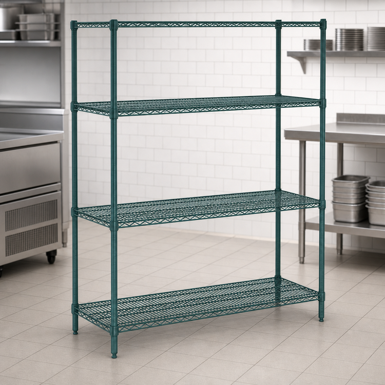 Product image #3 for Metro Super Erecta Convenience Pak 4-Shelf Wire Shelving Unit, 48W x 24D x 74H, Metroseal 3 Green Epoxy Finish