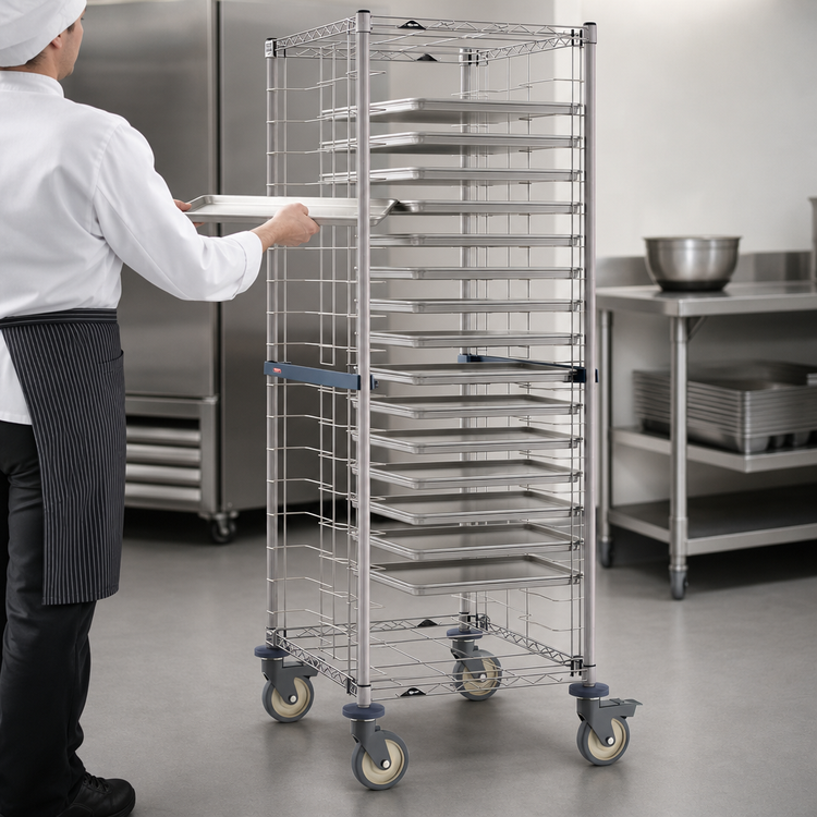 Product image #3 for Metro Mobile End-Load Wire Bun Pan Rack for 20 Full-Size 18 x 26 Pans