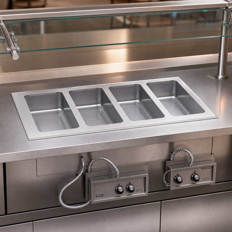 Product image #3 for Wells Built-In Top-Mount Electric Auto-Fill Wet/Dry Hot Food Well for 4 1/3 Size Pans