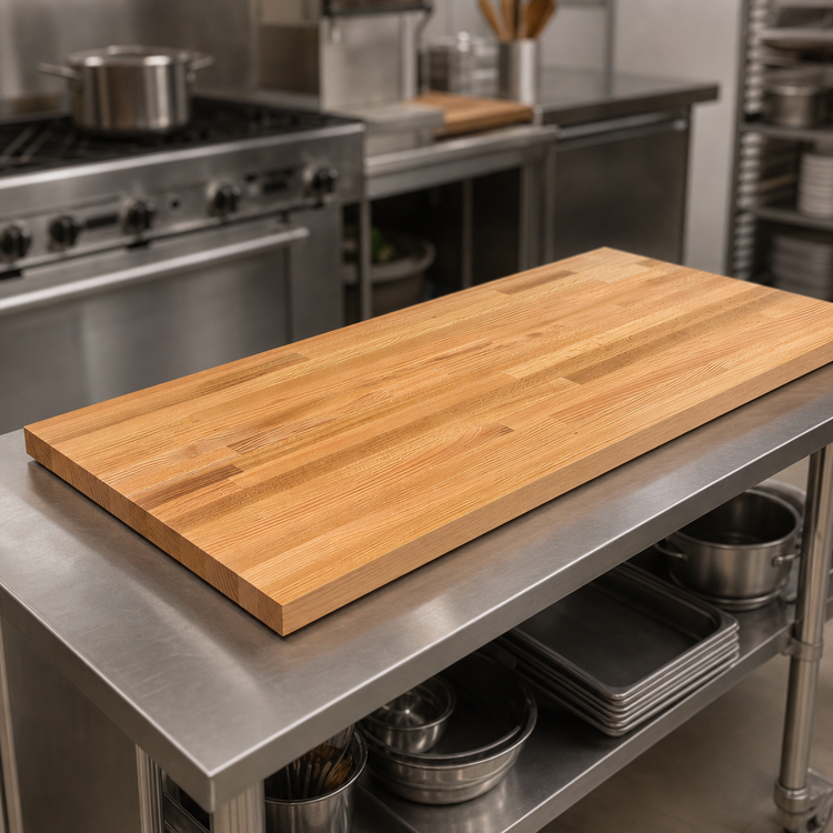 Product image #3 for John Boos Appalachian Red Oak Blended Rail Edge Grain Island Countertop, 144 x 48 x 1-3/4 Inch, Varnique Finish
