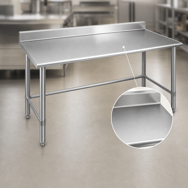 Product image #3 for Eagle Group Budget Series 108-Inch x 30-Inch Stainless Steel Work Table with 4-1/2-Inch Backsplash and Tubular Base