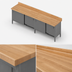 Thumbnail image #3 for John Boos 144-Inch Wood Top Work Table with Stainless Steel Cabinet Base and Sliding Doors