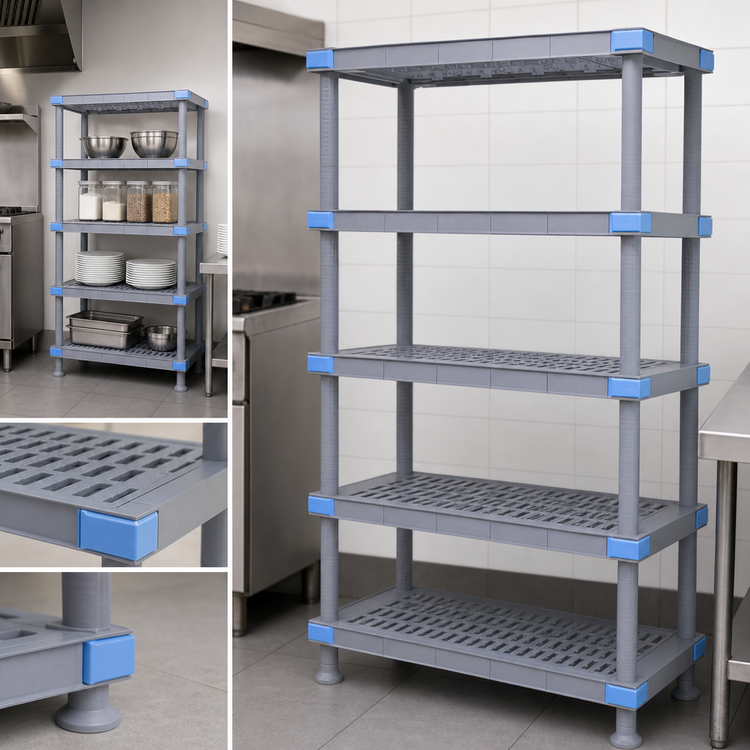 Product image #3 for Millenia 5-Shelf Polymer Starter Shelving Unit, 42W x 24D x 50H, Gray