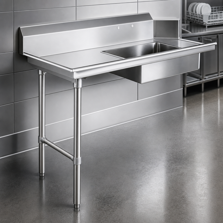 Product image #3 for CMA Dishmachines SL-26 Left-to-Right Straight Soiled Dish Table, 26 Inch, with 20 x 20 x 5 Inch Sink