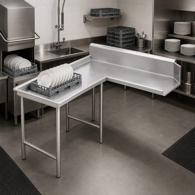 Product image #3 for Advance Tabco DTC-G30-72L Island L-Shaped Clean Dishtable, Right-to-Left, 71-Inch, 14-Gauge 304 Stainless Steel