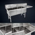 Thumbnail image #3 for John Boos B-Series 3-Compartment Stainless Steel Sink with Right Drainboard, 76-3/16