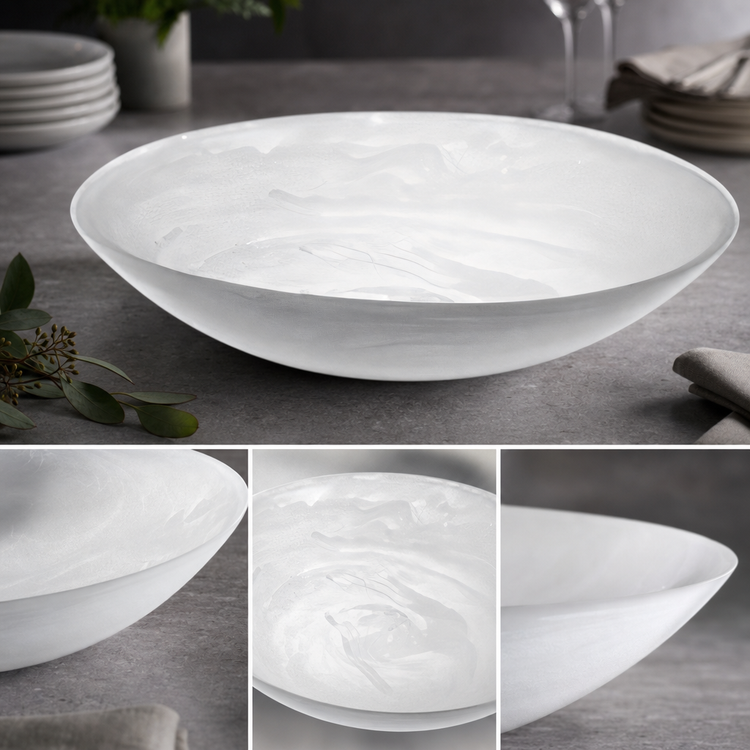 Product image #3 for Translucence Collection Large Round Resin Serving Bowl, 169 oz., White Swirl