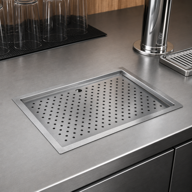 Product image #3 for Advance Tabco 18 x 30 Inch Drop-In Countertop Drain Pan with Removable Stainless Steel Drip Tray