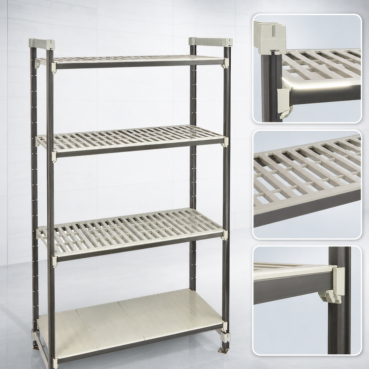 Product image #3 for Camshelving Elements XTRA High Density Top Rail Stationary Starter Unit, 18 x 36 x 81 Inches, 4-Tier, Speckled Gray