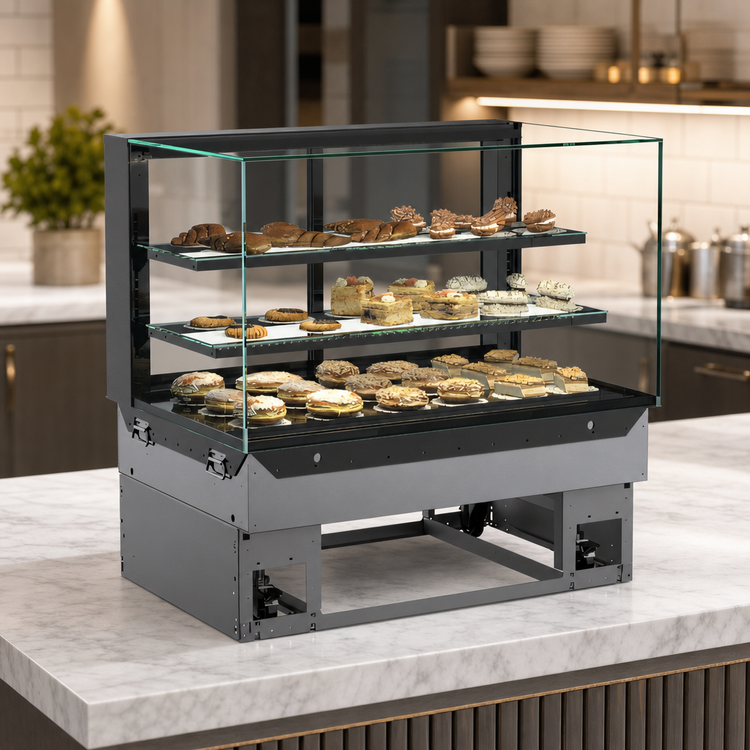 Product image #3 for Reveal Full Service Non-Refrigerated Slide-In Counter Case with Glass Ends and Rear Sliding Doors, 35-3/4 Inch Wide