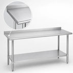 Thumbnail image #3 for Duke Manufacturing 316S-3672-2R 72 x 36-Inch Stainless Steel Work Table with 16-Gauge 300 Series Top, 1-1/8-Inch Riser and Undershelf