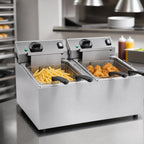 Thumbnail image #3 for Vollrath CF2-1800DUAL-C Countertop Double-Well Electric Deep Fryer, 10 lb Capacity Per Well, Thermostatic, Stainless Steel, 120V