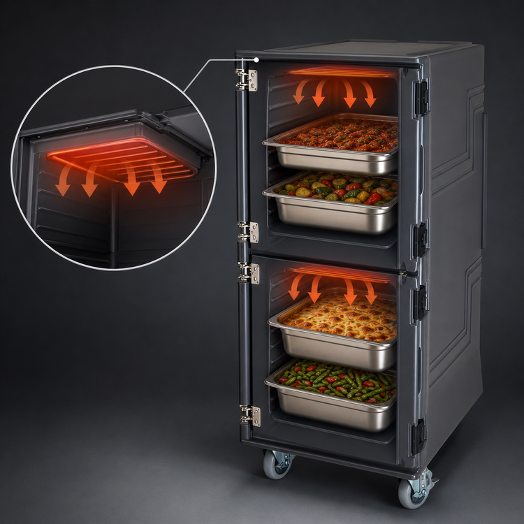 Product image #3 for Cambro Pro Cart Ultra Electric Top-Heated Two-Compartment Hot Food Pan Carrier