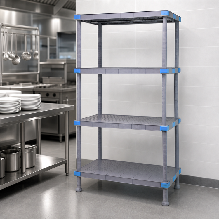 Product image #3 for Millenia 36-Inch Wide x 18-Inch Deep x 62-Inch High Gray Polymer Stationary Starter Shelving Unit with 4 Solid Shelves