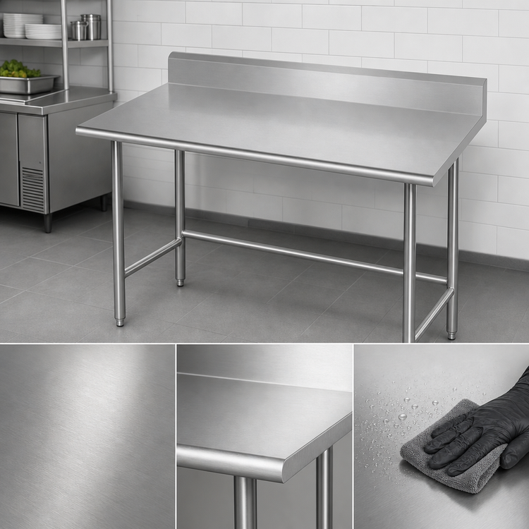 Product image #3 for Advance Tabco 108" x 36" Stainless Steel Work Table with 5" Backsplash and Open Base