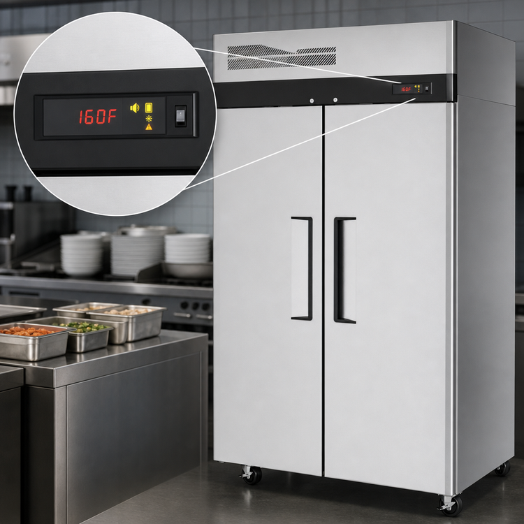 Product image #3 for Turbo Air M3 Series 2-Section Pass-Thru Heated Holding Cabinet with Solid Doors and Universal Tray Slides