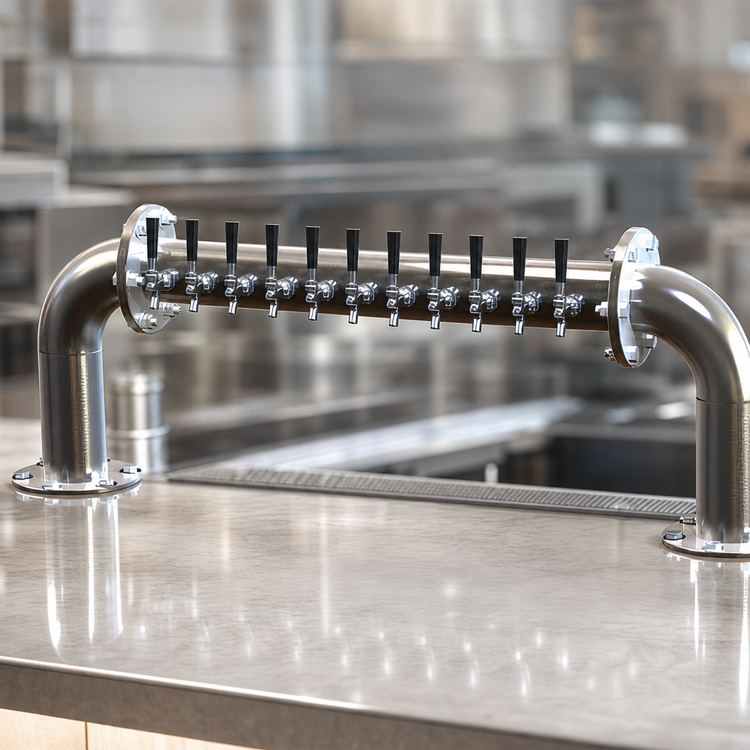 Product image #3 for Perlick 10-Faucet Countertop Pass-Thru Glycol-Cooled Brew Pipe Draft Beer Tower, Left Beer Leads, Polished Chrome