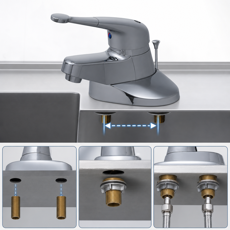 Product image #3 for T&S Brass Low-Lead 4-Inch Centerset Single Lever Faucet with Long Handle and Pop-Up Drain