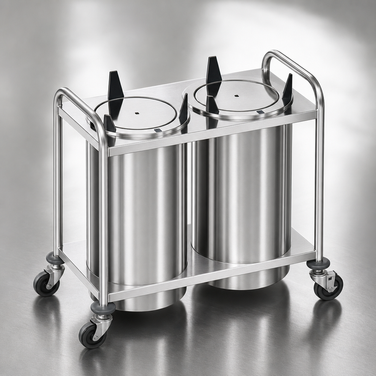 Product image #3 for Atlas Metal MOPD4-8-1/8 4-Stack Mobile Open Frame Unheated Plate Dispenser