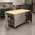 Thumbnail image #3 for BK Resources Dual-Access Hard Maple Chef Table with Stainless Steel Cabinet Base and Hinged Doors, 48 x 30 x 34-3/4 Inches