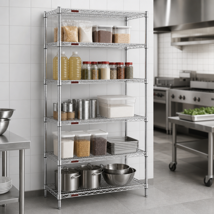 Product image #3 for Eagle Group 5-Tier Chrome-Plated Wire Shelving Starter Unit, 30W x 18D x 86H