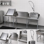Thumbnail image #3 for BK Resources BKDTK6-72-R-G-SS 72-Inch Straight Right-to-Left Dish Table Kit with Pre-Rinse Station, 304 Stainless Steel