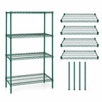 Thumbnail image #3 for Quantum WR54-1242P Stationary Wire Shelving Starter Unit, 42"W x 12"D x 54"H, 4 Shelves, Green Epoxy Finish