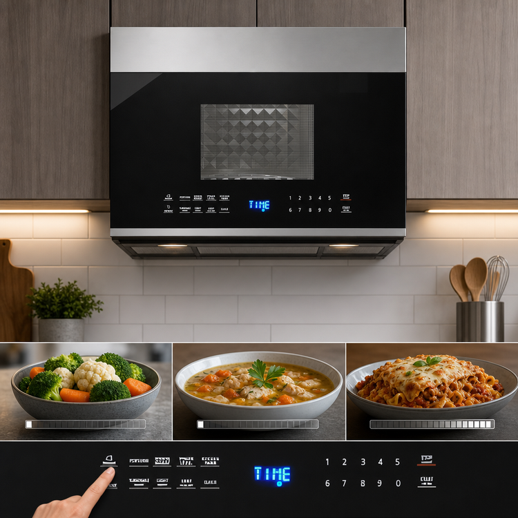 Product image #3 for 1.3 Cu. Ft. Over-the-Range Microwave Oven with 300 CFM Recirculating Vent Hood, 1000W, Stainless Steel