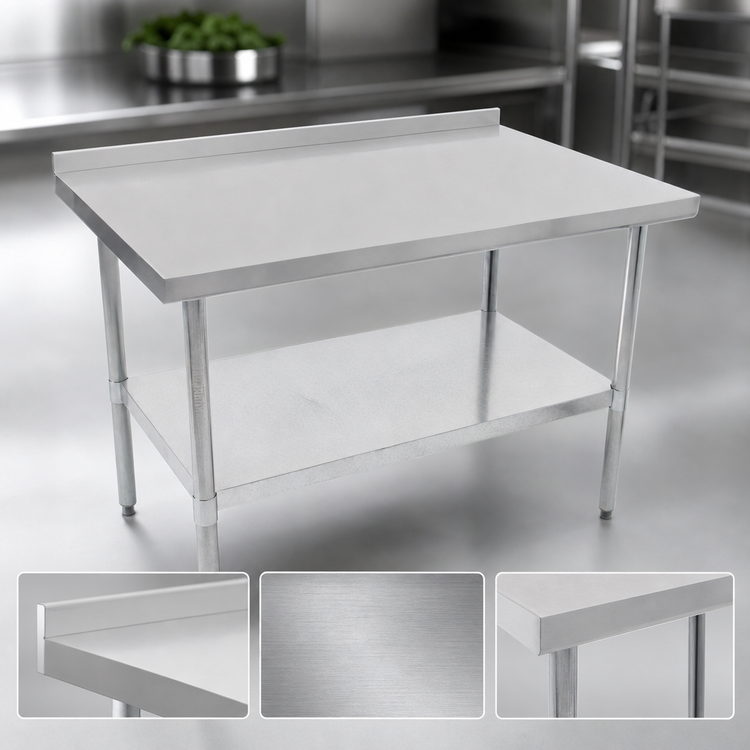 Product image #3 for John Boos Stallion 30" x 18" Stainless Steel Work Table with 1-1/2" Backsplash and Undershelf