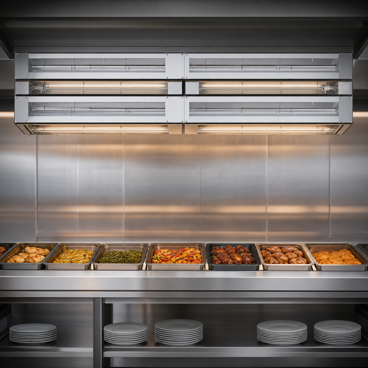 Product image #3 for Hatco Glo-Ray Max Watt Aluminum Dual Infrared Strip Heater, 96-Inch, Unlighted, 3-Inch Spacer