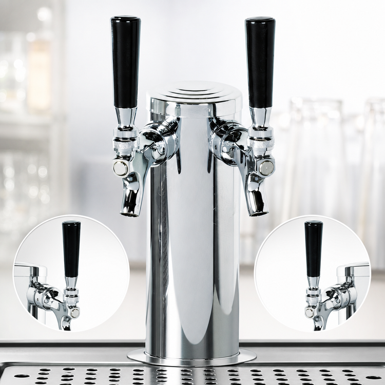 Product image #3 for Omcan USA 2-Faucet Stainless Steel Countertop Draft Beer Tower