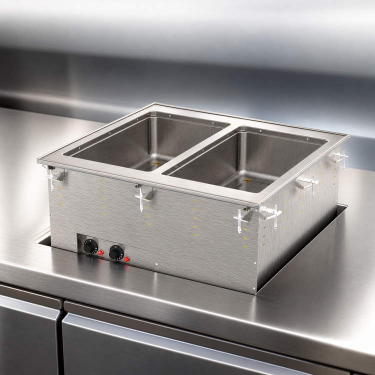 Product image #3 for Vollrath Two-Well Modular Drop-In Hot Food Well with 316 Stainless Steel Wells, Thermostatic Controls, Manifold Drain, 208-240V