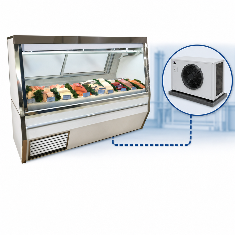 Product image #3 for Howard-McCray 34N Series 144-Inch Double Duty Remote Refrigerated Fish/Poultry Service Case with Straight Glass and LED Lighting