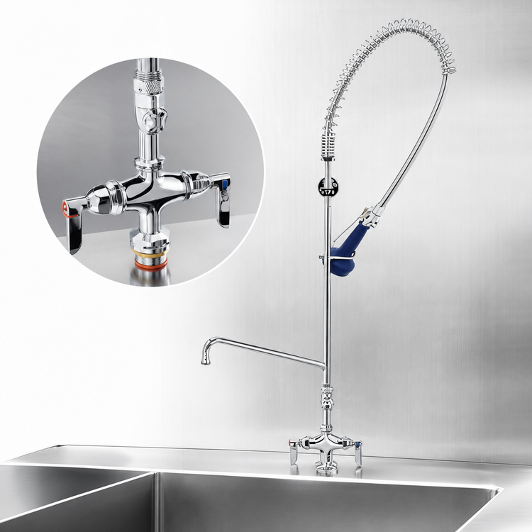 Product image #3 for T&S Brass EasyInstall Single-Hole Deck Mount Pre-Rinse Unit with 8-Inch Add-On Faucet and 0.65 GPM Spray Valve
