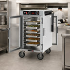 Thumbnail image #4 for Metro HotBlox™ HBCN8-ACPC-M Mobile 8-Pan Pass-Thru Insulated Holding Cabinet with Clear Front and Rear Doors, Analog, 120V