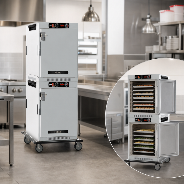 Product image #4 for Metro HotBlox™ Wide 16-Pan Stacked Dual-Cavity Insulated Heated Transport Cabinet, Analog, Solid Doors