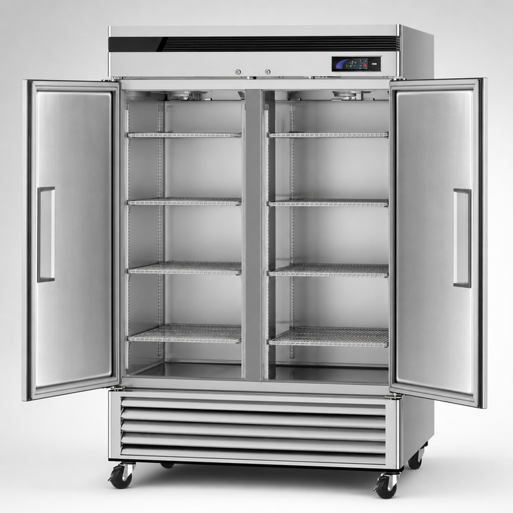 Product image #3 for Turbo Air Super Deluxe 39.9 Cu. Ft. Two-Section Reach-In Freezer, Stainless Steel, Bottom Mount