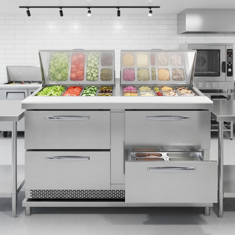 Product image #2 for Continental Refrigerator Designer Line 60" Mighty Top Two-Section Sandwich Unit with 4 Drawers