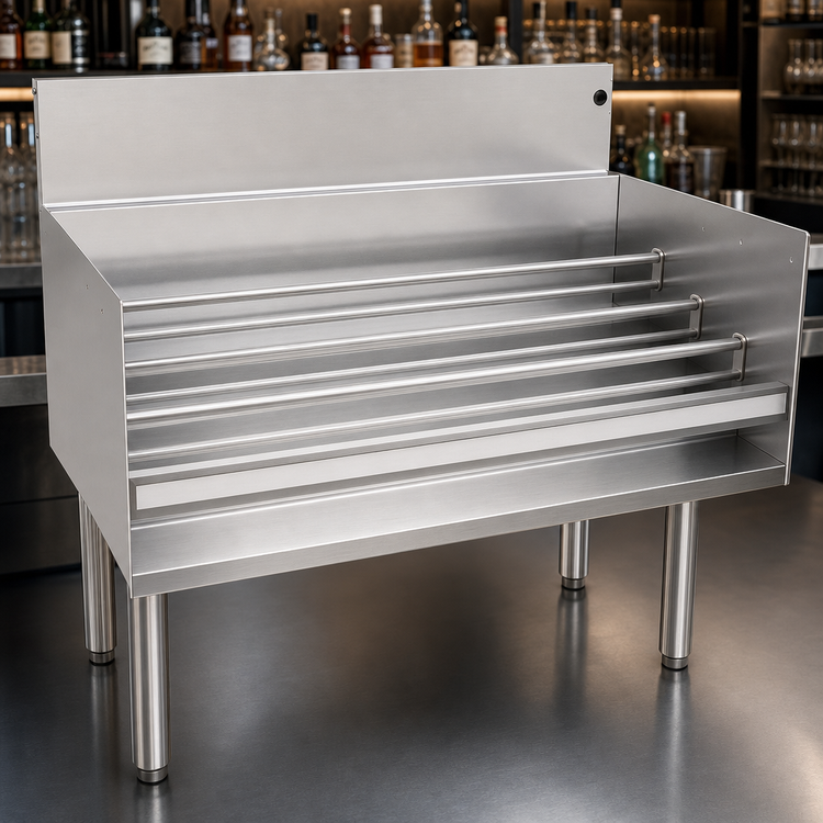 Product image #3 for Glastender 36-Inch Free-Standing 4-Step Underbar Liquor Steps, 24-Inch Deep, Stainless Steel