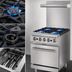 Thumbnail image #3 for Comstock-Castle R4 24-Inch Commercial Gas Range with 4 Open Burners, Space-Saver Oven, Back Riser, and High Shelf