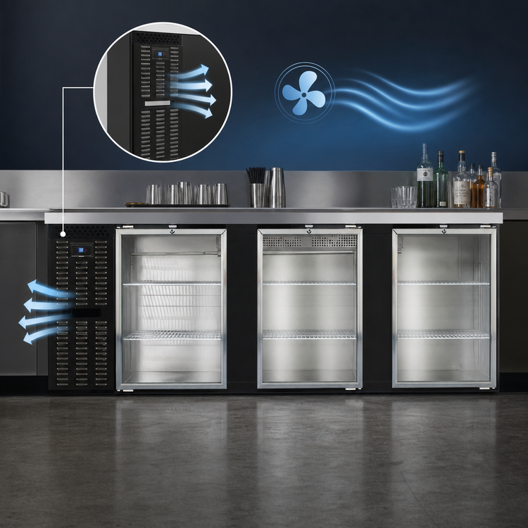 Product image #3 for Continental Refrigerator BB90SNGD 90 Inch Shallow Depth 3-Glass Door Back Bar Cooler