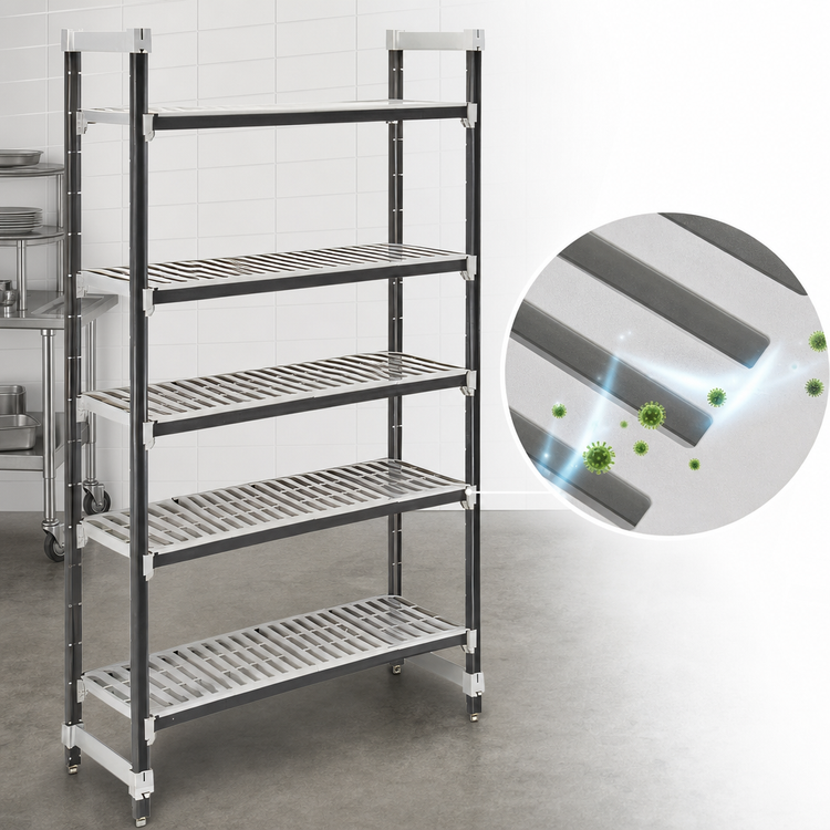 Product image #3 for Cambro Camshelving Elements XTRA 5-Shelf Vented Stationary Starter Unit, 30-Inch Wide x 21-Inch Deep x 84-Inch High, Speckled Gray