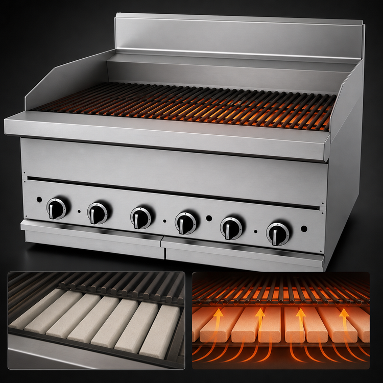 Product image #3 for Garland G Starfire Pro 36-Inch Gas Countertop Charbroiler with Ceramic Briquettes, Stainless Steel, 90,000 BTU