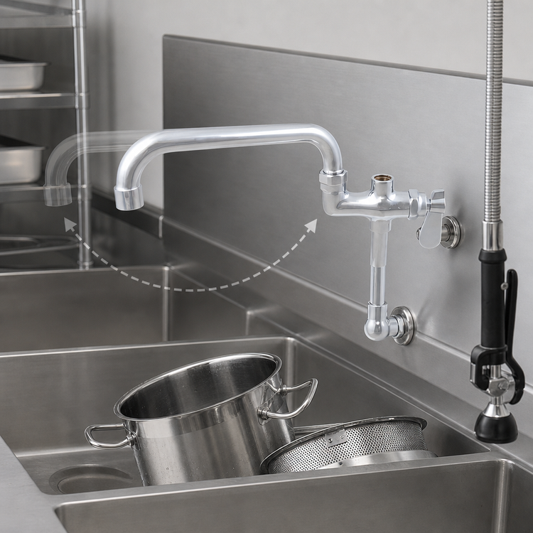 Product image #3 for John Boos Add-On Pre-Rinse Faucet with 12-Inch Swing Spout, Lead Free