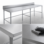 Thumbnail image #3 for Sapphire Manufacturing SMTEOB-3084G 84-Inch x 30-Inch Stainless Steel Work Table, 18-Gauge 430 Top, 5-Inch Backsplash, Open Galvanized Base